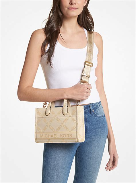 Aria Large Signature Logo Jacquard Tote Bag.